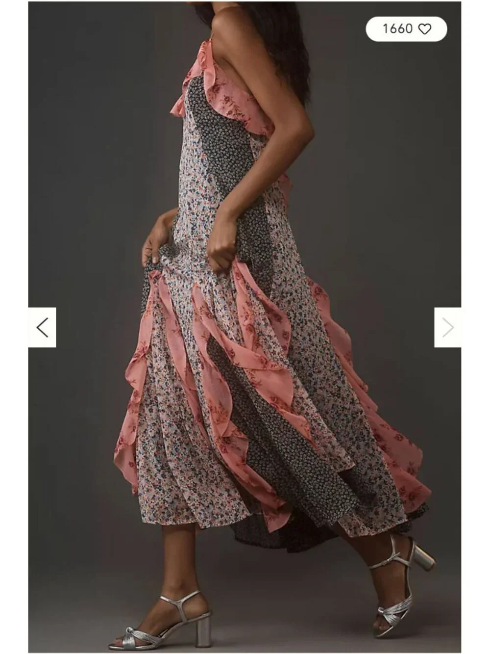 Sz L — By Anthropologie Sleeveless V-Neck Ruffle Midi Dress NWT - Picture 3 of 5